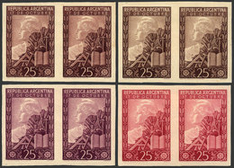 404 ARGENTINA: GJ.961, 1948 Commemoration Of 17 October (Peronist Loyalty Day), TRIAL COLOR PROOFS, Imperforate Pairs On - Autres & Non Classés