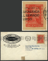 412 ARGENTINA: GJ.1006, 20c. Eva Perón IMPERFORATE (cut Square From A Postal Card) Used As Postage On A Cover Used In Bu - Other & Unclassified