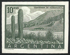 427 ARGENTINA: GJ.1054, 10P. Humahuaca (cactus, Mountains), PROOF In The Adopted Color, Imperforate, On Unwatermarked Pa - Autres & Non Classés