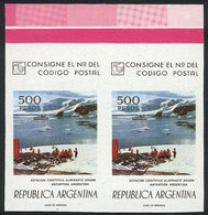 448 ARGENTINA: GJ.1762P, 1977/8 500P. Antarctica, IMPERFORATE PAIR With Top Sheet Margin, MNH, Excellent Quality! - Other & Unclassified