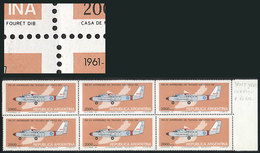 451 ARGENTINA: GJ.1980, Block Of 6 With Variety: STEPPED PERFORATION Between The Top And Lower Rows, VF! - Altri & Non Classificati
