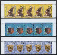461 ARGENTINA: GJ.3096c + 3097a + 3098b, Strips Of 5 (top Part Of Each Sheet), Excellent Quality! - Other & Unclassified