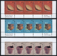 462 ARGENTINA: GJ.3706 + 3707+ 3708, Strips Of 5 (bottom Part Of Each Sheet), Excellent Quality! - Other & Unclassified