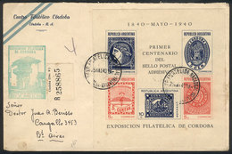 475 ARGENTINA: GJ.8, 1940 Córdoba Philatelic Expo (Stamp Centenary), Franking A Registered Cover Sent From The Expo To B - Blocchi & Foglietti