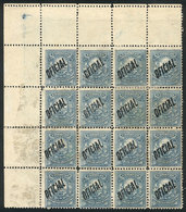 481 ARGENTINA: GJ.21CA, Corner Block Of 16, With 4 WHITE LABELS AT TOP (I Have Not Seen Other Examples, In Theory There  - Servizio