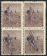500 ARGENTINA: GJ.349, Block Of 4 With Arata Control Mark In Violet, Very Fine Quality! - Officials