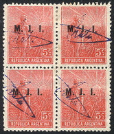 503 ARGENTINA: GJ.352, Block Of 4 With Arata Control Mark In Blue, Very Fine Quality! - Officials