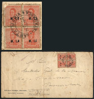 506 ARGENTINA: GJ.376a, 1918 5c. San Martín Unwatermarked, Stamp Originally Overprinted ""M.I."" With The Second ""I"" A - Dienstmarken