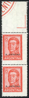 516 ARGENTINA: GJ.750CA, 8P. San Martín WITH LABEL AT TOP, Uncatalogued, MNH, Very Fine! - Officials
