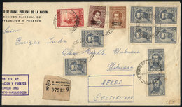 521 ARGENTINA: Registered Cover Sent From Rio Gallegos To Ushuaia On 10/NO/1948, The Postage Of 1.60P. Combines SERVICIO - Dienstmarken
