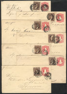541 ARGENTINA: 7 Covers Sent To Genova Between 1876 And 1884, All Are Postal Stationeries Of 8c. Uprated With Moreno 4c. - Sonstige & Ohne Zuordnung