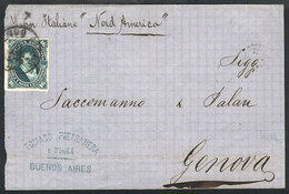 544 ARGENTINA: Folded Cover Sent To Italy On 4/AP/1879 By Steamer ""Nord-America"", Franked With 16c. Belgrano Rouletted - Other & Unclassified