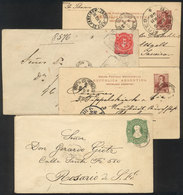 551 ARGENTINA: 4 Interesting Postal Stationeries Used Between 1889 And 1898, Varied Postmarks, Some Scarce, VF Quality! - Other & Unclassified