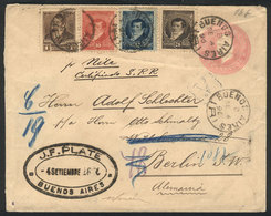 557 ARGENTINA: Registered Stationery Envelope Sent From Buenos Aires To Germany On 4/SE/1896 Franked With 52c., Very Nic - Altri & Non Classificati