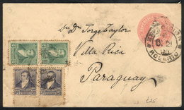 558 ARGENTINA: UNUSUAL DESTINATION: Cover Sent From Rosario To PARAGUAY On 21/DE/1896 (franked 10c.), With Arrival Backs - Sonstige & Ohne Zuordnung