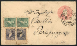 558 ARGENTINA: UNUSUAL DESTINATION: Cover Sent From Rosario To PARAGUAY On 21/DE/1896 (franked 10c.), With Arrival Backs - Altri & Non Classificati