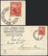 565 ARGENTINA: Postcard Franked With 5c. Seated Liberty, With Extremely Rare Double Circle JOSÉ MARÍA GUTIERREZ Postmark - Altri & Non Classificati