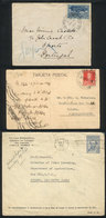 573 ARGENTINA: 2 Covers + 1 Postcard Mailed Between 1910 And 1938 To Interesting Destinations: Portugal, Australia And T - Altri & Non Classificati