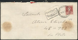 603 ARGENTINA: Registered Cover Franked With 30c. San Martín W/o Period ALONE, Sent From 25 De Mayo To La Plata On 25/JA - Sonstige & Ohne Zuordnung