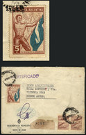 718 ARGENTINA: Registered Cover Sent From Nueve De Julio To Buenos Aires On 6/NO/1947 Franked With 30c. + Cinderella Of  - Erinnofilia