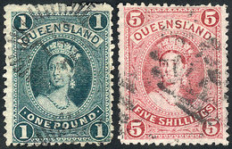725 AUSTRALIA: Sc.76 + 78, Used, Very Fine Quality, Catalog Value US$285. - Mint Stamps
