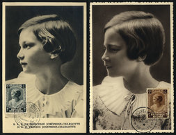 758 BELGIUM: Princess Josephine-Charlotte, Royalty, 2 Maximum Cards Of 1937/8, VF - Other & Unclassified