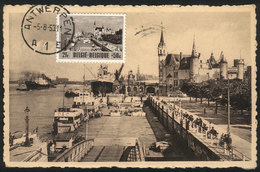 768 BELGIUM: ANTWERPEN/ANVERS: Pier And Steen, Boats And Ships, Maximum Card Of AU/1953, VF - Sonstige & Ohne Zuordnung