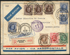 786 BELGIUM: 2/JA/1931 Bruxelles - Buenos Aires, Registered Airmail Cover, Sent By Aeropostale Franked With 41Fr., With  - Autres & Non Classés