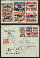 803 BOLIVIA: Sc.C11a + C12a + C14a + C15a + C16a + C18a, 1930 Zeppelin, Cmpl. Set Of 6 Values With INVERTED OVERPRINT, O - Bolivia