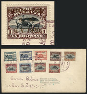 814 BOLIVIA: Cover With The 2 Zeppelin Sets Of 1930, The 1B. Value With Overprint In METAL INK (bronze), Cancelled With  - Bolivia