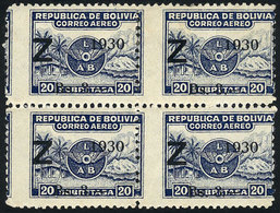 818 BOLIVIA: Sc.C25, Block Of 4 With Variety: Shifted Perforation (it Looks As If It Were Imperforate Vertically In The  - Bolivien