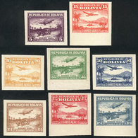 820 BOLIVIA: Sc.C27/C34, 1930 Complete Set Of 8 IMPERFORATE Values, Mint Lightly Hinged, VF Quality! - Bolivien