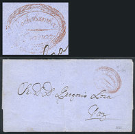 825 BOLIVIA: Entire Letter Sent To La Paz On 17/MAY/1866, With Red Marking ""COCHABAMBA - FRANCA"", Excellent!" - Bolivien