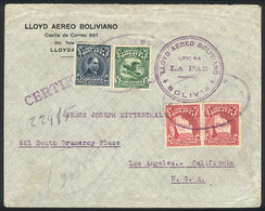845 BOLIVIA: Airmail Cover Carried By LAB From La Paz To Los Angeles (USA) In SE/1930 Franked With 45c., Dispatched From - Bolivie