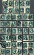 865 BRAZIL: Sc.72, Lot Of Used Stamps (approximately 50), Interesting Cancels, VF Quality! - Other & Unclassified