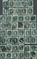 865 BRAZIL: Sc.72, Lot Of Used Stamps (approximately 50), Interesting Cancels, VF Quality! - Sonstige & Ohne Zuordnung