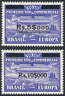 870 BRAZIL: Sc.4CL4/5, 1930 Zeppelin, Complete Set Of 2 Overprinted Values, MNH, As Fresh And Perfect As The Day They We - Luchtpost