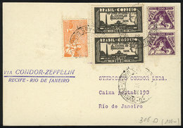 915 BRAZIL: Card Flown By ZEPPELIN Between Recife And Rio De Janeiro On 17/JUN/1935, VF Quality! - Other & Unclassified