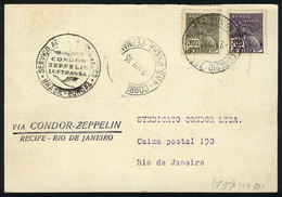 917 BRAZIL: Card Flown By ZEPPELIN From Recife To Rio De Janeiro On 2/JUL/1935, VF Quality! - Altri & Non Classificati