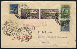921 BRAZIL: Cover Flown By ZEPPELIN, Sent From Rio De Janeiro To Germany On 16/AU/1935, VF Quality! - Other & Unclassified