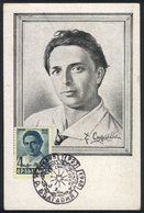 958 BULGARIA: Hristo Smirnenski, Poet, Maximum Card Of OC/1948, With Special Postmark, Fine Quality - Altri & Non Classificati