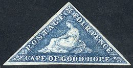 970 CAPE OF GOOD HOPE: Sc.13c, 1863/4 4p. Grayish Blue, Mint Without Gum, Wide Margins, Very Nice! - Africa (Other)