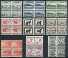 984 CANADA: Sc.253 + 257 + 259/265, 9 Unmounted Blocks Of 4, Excellent Quality, Catalog Value US$74. - 1908-1947