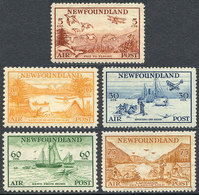 985 CANADA: Sc.C13/C17, 1933 Birds, Airplanes And Ships, Complete Set Of 5 Values, Mint Lightly Hinged, VF Quality, Cata - 1908-1947