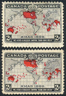 987 CANADA: Sc.86, Normal Example + One With Shifted Red Color, Mint Part Gum, Fine Quality, Catalog Value US$90. - Other & Unclassified