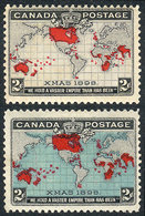 988 CANADA: Sc.85/86, 1898 Map Of The British Empire, The Set Of 2 Mint Values, VF Quality, Catalog Value US$85. - Sonstige & Ohne Zuordnung