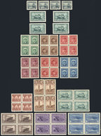 990 CANADA: Sc.249/262, 1942/3 Contribution Of Canada To World War II, Complete Set Of 14 Values In Unmounted Blocks Of  - Altri & Non Classificati