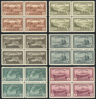 991 CANADA: Sc.268/273, 1946 Horses, Ships, Agriculture And Other Topics, Compl. Set Of 6 Values In Unmounted Blocks Of  - Autres & Non Classés