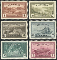 992 CANADA: Sc.268/273, 1946 Horses, Ships, Agriculture And Other Topics, Compl. Set Of 6 Values, Mint With Tiny And Bar - Andere & Zonder Classificatie