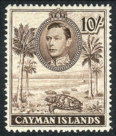 1000 CAYMAN ISLANDS: Sc.111a, 1943 Turtles 10Sh. Perforation 14, Mint Very Lightly Hinged, Very Fine Quality, Catalog Va - Iles Caïmans